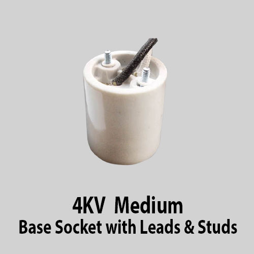 4KV Medium Base Socket with Leads & Studs
