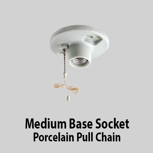 Medium Base Socket Porcelain Pull Chain